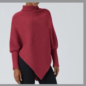 Halara High Neck Long Sleeve Asymmetric Sweater Red NEW L Large